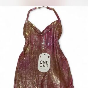 8 other reason chainmill Shimmering Pink Halter Dress